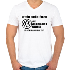 PRINTFASHION Kétféle VW Sofőr - Férfi V-nyakú póló - Fehér férfi póló