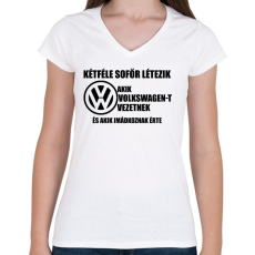 PRINTFASHION Kétféle VW Sofőr - Női V-nyakú póló - Fehér