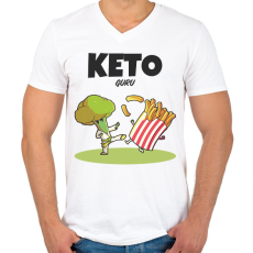 PRINTFASHION KETOGURU - Férfi V-nyakú póló - Fehér