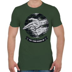 PRINTFASHION Kezeket fel!  - Férfi póló - Katonazöld