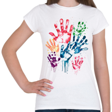 PRINTFASHION Kézlenyomatok - Női póló - Fehér női póló