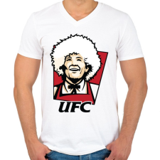 PRINTFASHION KFC Khabib - Férfi V-nyakú póló - Fehér férfi póló