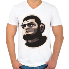 PRINTFASHION Khabib - Férfi V-nyakú póló - Fehér