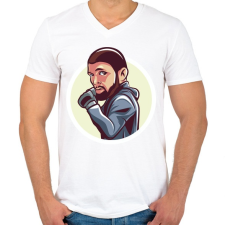 PRINTFASHION Khabib - Férfi V-nyakú póló - Fehér férfi póló
