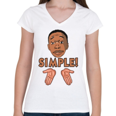 PRINTFASHION Khaby Simple! - Női V-nyakú póló - Fehér