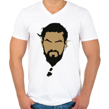 PRINTFASHION Khal Drogo arca. - Férfi V-nyakú póló - Fehér férfi póló