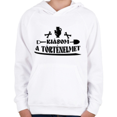PRINTFASHION Kiásom a történelmet - Gyerek kapucnis pulóver - Fehér