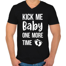 PRINTFASHION Kick me baby one more time - Kismama (fehér) - Férfi V-nyakú póló - Fekete