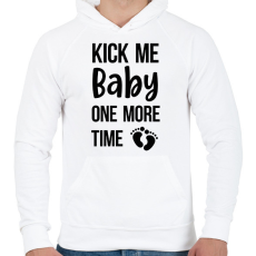PRINTFASHION Kick me baby one more time - Kismama (fekete) - Férfi kapucnis pulóver - Fehér