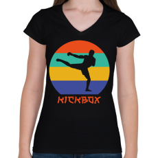 PRINTFASHION Kickbox - Harcművészet - Női V-nyakú póló - Fekete