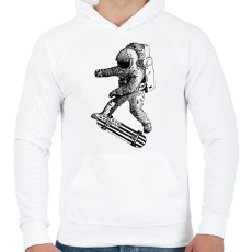 PRINTFASHION Kickflip in space - Férfi kapucnis pulóver - Fehér