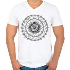 PRINTFASHION Kifesthető mandala minta3. - Férfi V-nyakú póló - Fehér férfi póló