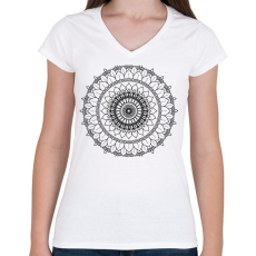 PRINTFASHION Kifesthető mandala minta3. - Női V-nyakú póló - Fehér