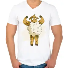 PRINTFASHION Kigyúrt bárány - Férfi V-nyakú póló - Fehér férfi póló
