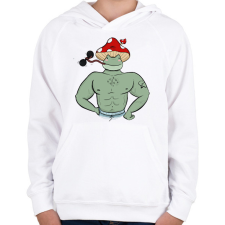 PRINTFASHION Kigyúrt béka - Gyerek kapucnis pulóver - Fehér gyerek pulóver, kardigán