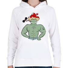PRINTFASHION Kigyúrt béka - Női kapucnis pulóver - Fehér női pulóver, kardigán