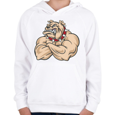 PRINTFASHION Kigyúrt bulldog - Gyerek kapucnis pulóver - Fehér gyerek pulóver, kardigán