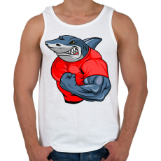 PRINTFASHION Kigyúrt cápa - Férfi atléta - Fehér