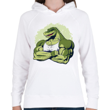 PRINTFASHION Kigyúrt krokodil - Női kapucnis pulóver - Fehér női pulóver, kardigán