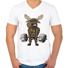 PRINTFASHION Kigyúrt szarvas - Férfi V-nyakú póló - Fehér férfi póló