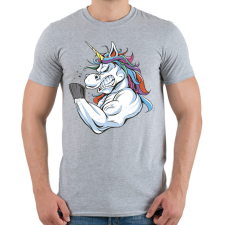 PRINTFASHION Kigyúrt unikornis - Férfi póló - Sport szürke férfi póló
