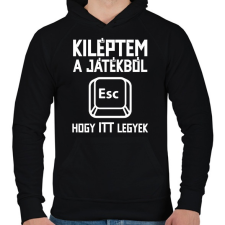 PRINTFASHION Kiléptem a játékból, hogy itt legyek - Férfi kapucnis pulóver - Fekete férfi pulóver, kardigán