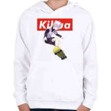 PRINTFASHION Killua hunter x hunter - Gyerek kapucnis pulóver - Fehér gyerek pulóver, kardigán