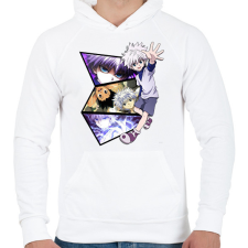 PRINTFASHION Killua montázs - Férfi kapucnis pulóver - Fehér férfi pulóver, kardigán