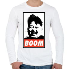 PRINTFASHION Kim Jong Un BOOM - Férfi hosszú ujjú póló - Fehér