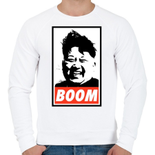 PRINTFASHION Kim Jong Un BOOM - Férfi pulóver - Fehér férfi pulóver, kardigán