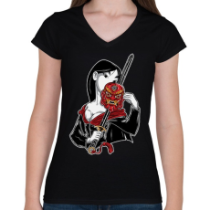 PRINTFASHION Kínai hercegnő - Női V-nyakú póló - Fekete