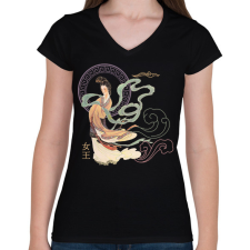 PRINTFASHION Kínai hölgy - Női V-nyakú póló - Fekete női póló