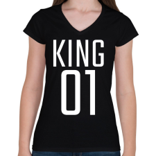 PRINTFASHION KING 01 - Női V-nyakú póló - Fekete női póló