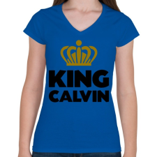 PRINTFASHION King calvin - Női V-nyakú póló - Királykék női póló