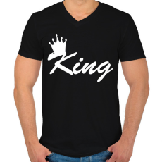 PRINTFASHION king - Férfi V-nyakú póló - Fekete