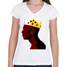 PRINTFASHION King Jordan - Női V-nyakú póló - Fehér