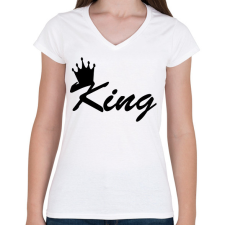 PRINTFASHION king - Női V-nyakú póló - Fehér női póló