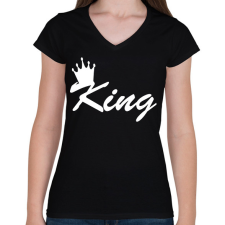 PRINTFASHION king - Női V-nyakú póló - Fekete női póló