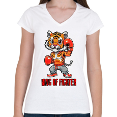 PRINTFASHION King of Fighter - Női V-nyakú póló - Fehér