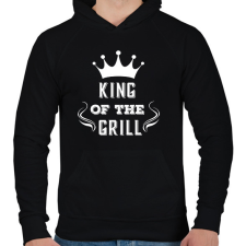 PRINTFASHION king of the grill fehér - Férfi kapucnis pulóver - Fekete férfi pulóver, kardigán