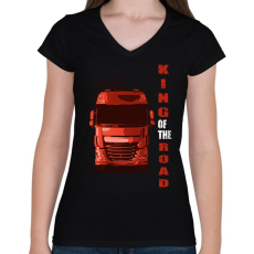 PRINTFASHION king of the road2 - Női V-nyakú póló - Fekete