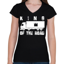 PRINTFASHION King of the road - Női V-nyakú póló - Fekete női póló