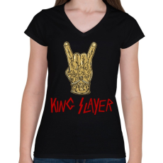 PRINTFASHION King Slayer - Női V-nyakú póló - Fekete