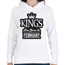 PRINTFASHION KINGS are born in February - fekete - Női kapucnis pulóver - Fehér női pulóver, kardigán