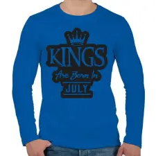 PRINTFASHION KINGS are born in July - fekete - Férfi hosszú ujjú póló - Királykék férfi póló