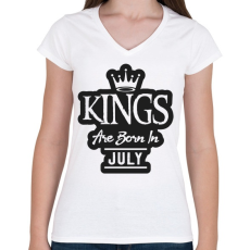 PRINTFASHION KINGS are born in July - fekete - Női V-nyakú póló - Fehér