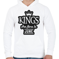 PRINTFASHION KINGS are born in June - fekete - Férfi kapucnis pulóver - Fehér