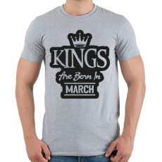 PRINTFASHION KINGS are born in March - fekete - Férfi póló - Sport szürke