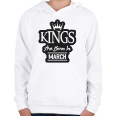 PRINTFASHION KINGS are born in March - fekete - Gyerek kapucnis pulóver - Fehér