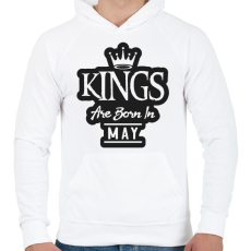PRINTFASHION KINGS are born in May - fekete - Férfi kapucnis pulóver - Fehér